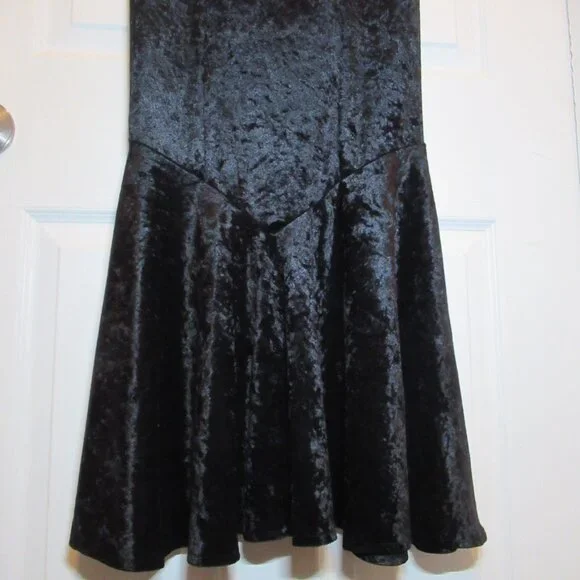 Rare Vintage Lip Service Crushed Velvet Mermaid Fishtail Morticia Skirt Black Sm - Picture 9 of 12